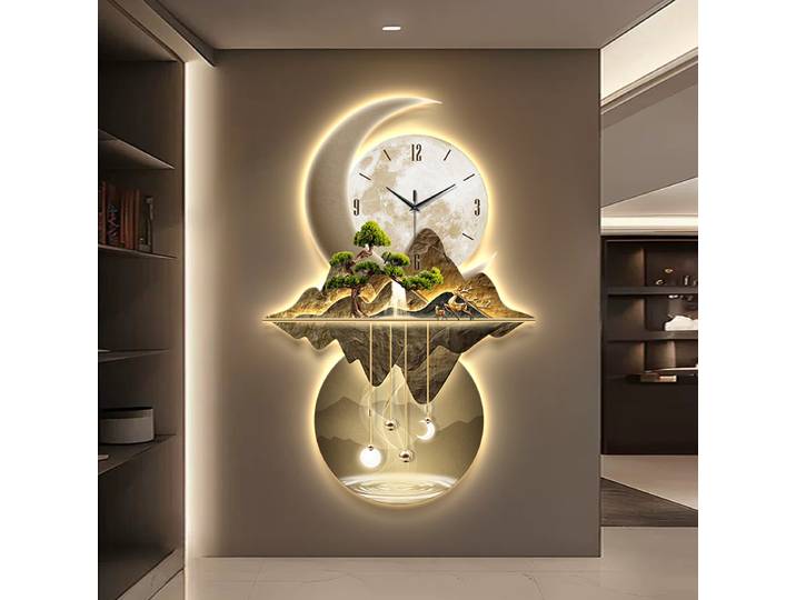 Horloge murale LED minimaliste esthétique pour salon, horloge numérique de luxe pour restaurant, lampe murale de couloir, horloge murale silencieuse, décoration intérieure