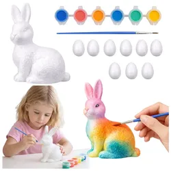 Osterset Styropor-Eier 9-tlg. Hasenfigur bemalt