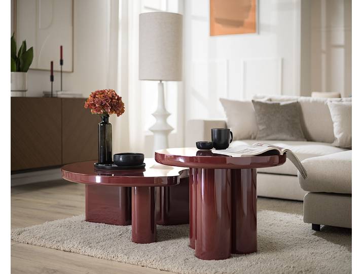 Couchtisch Frazier Ø 90cm Rot/Hochglanz Brombeer