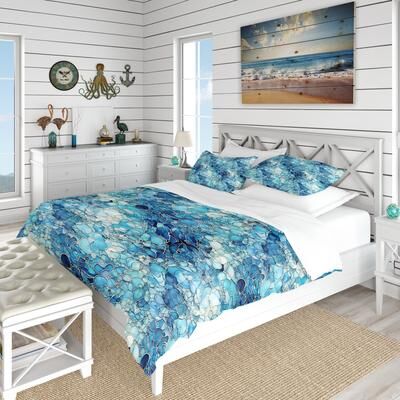 DESIGN ART "Designart ""Ocean Blue Mosaic Turquoise"" Blue Tropical - Bedding Set With Shams"
