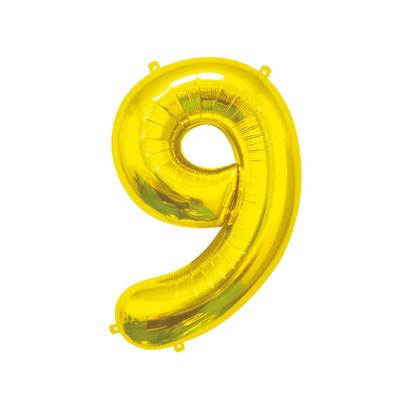XL Folienballon Zahl 9 gold 85 cm
