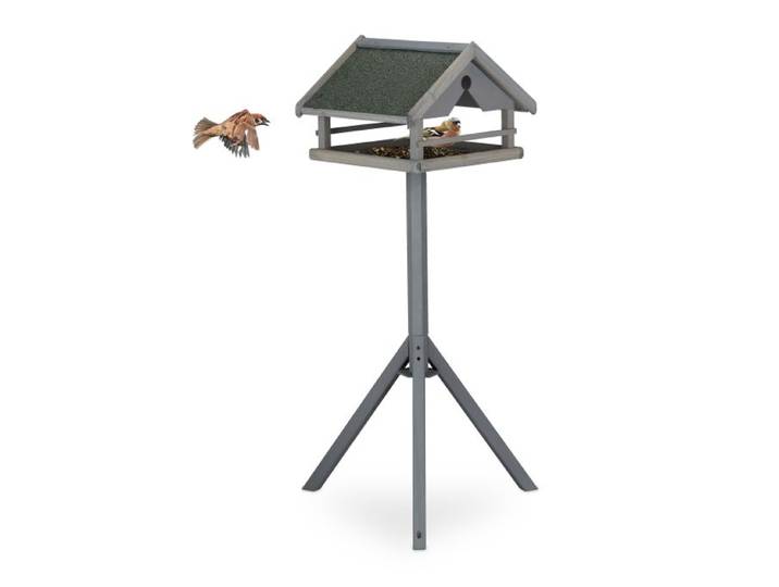 Relaxdays Graues Vogelfutterhaus mit Ständer