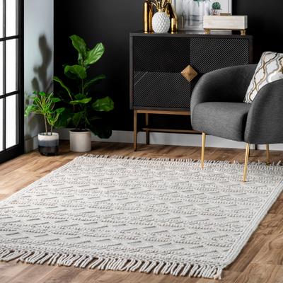 Nuloom Contemporary Handmade Flatweave Dot Aztec Indian Trellis Tassel Area Rug