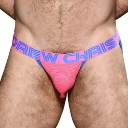 Andrew Christian Almost Naked Candy Pop Mesh Jock Rosa Polyester Medium Herren