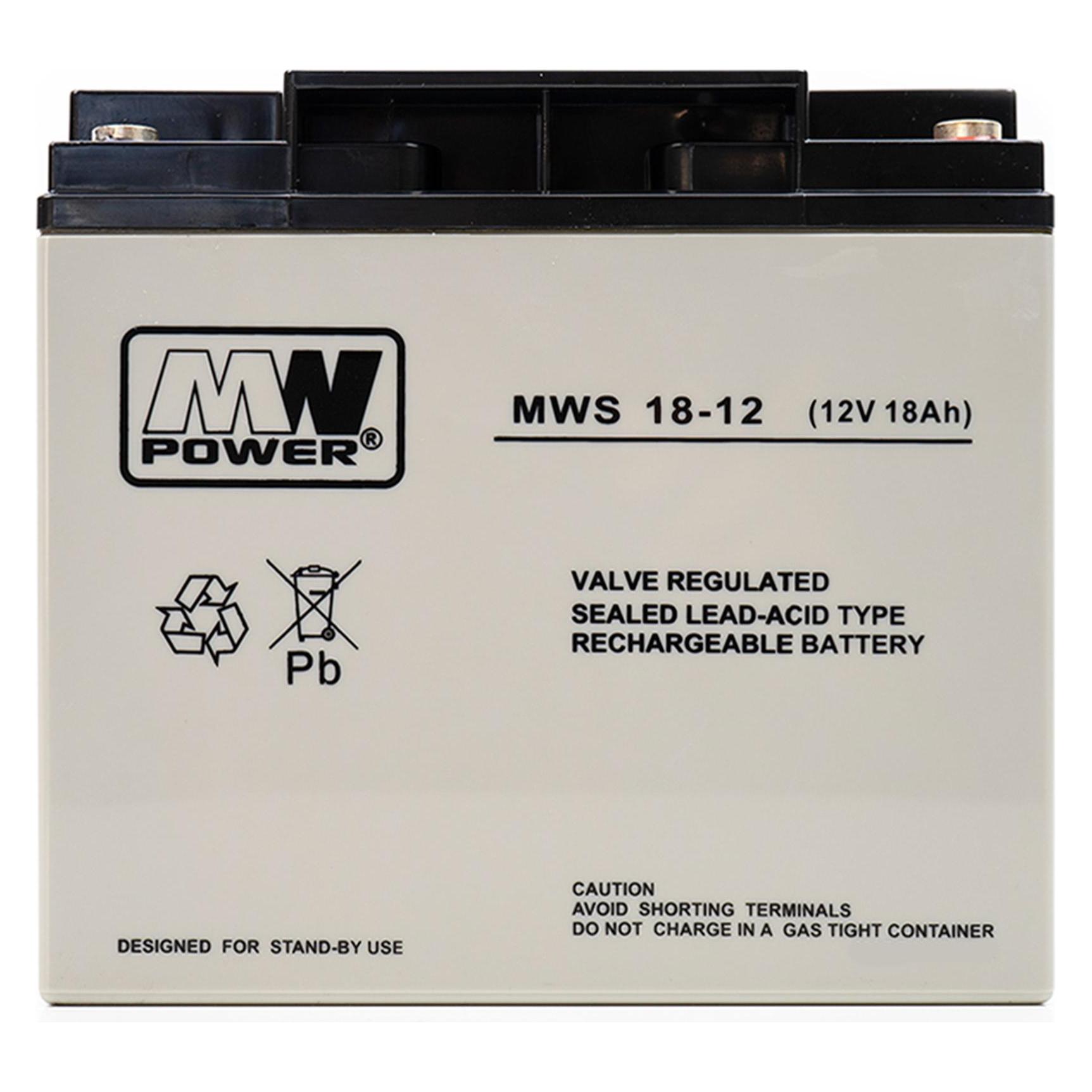 MPL MW Power MWS 18-12 - Plombierte Bleisäure (VRLA) - 12 V - 1 Stück(e) - Schwarz - (MWS 18-12)