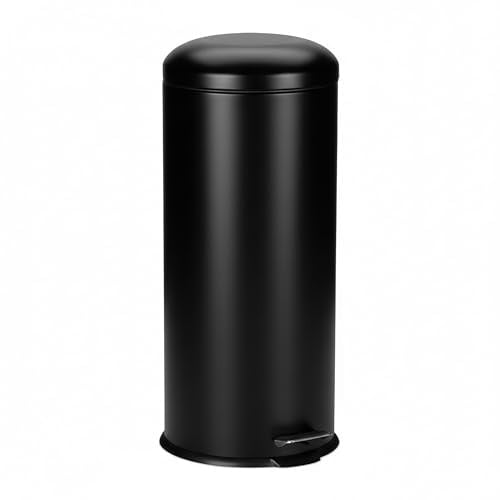 Relaxdays Pedaalemmer 30 liter met softclose, zwart-zilver