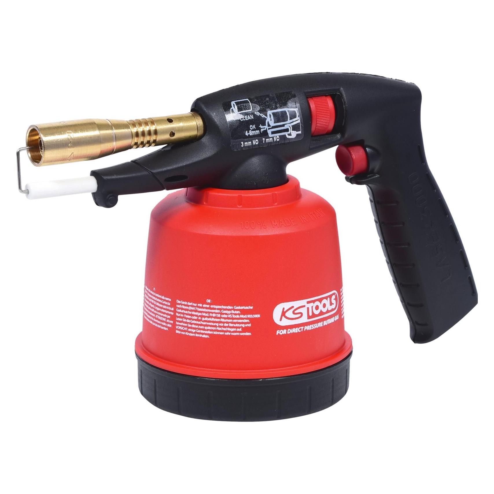 KS Tools Universal-Kartuschenlötgerät mit Piezo-Zündung, rot (Lötlampe) (903.5902)
