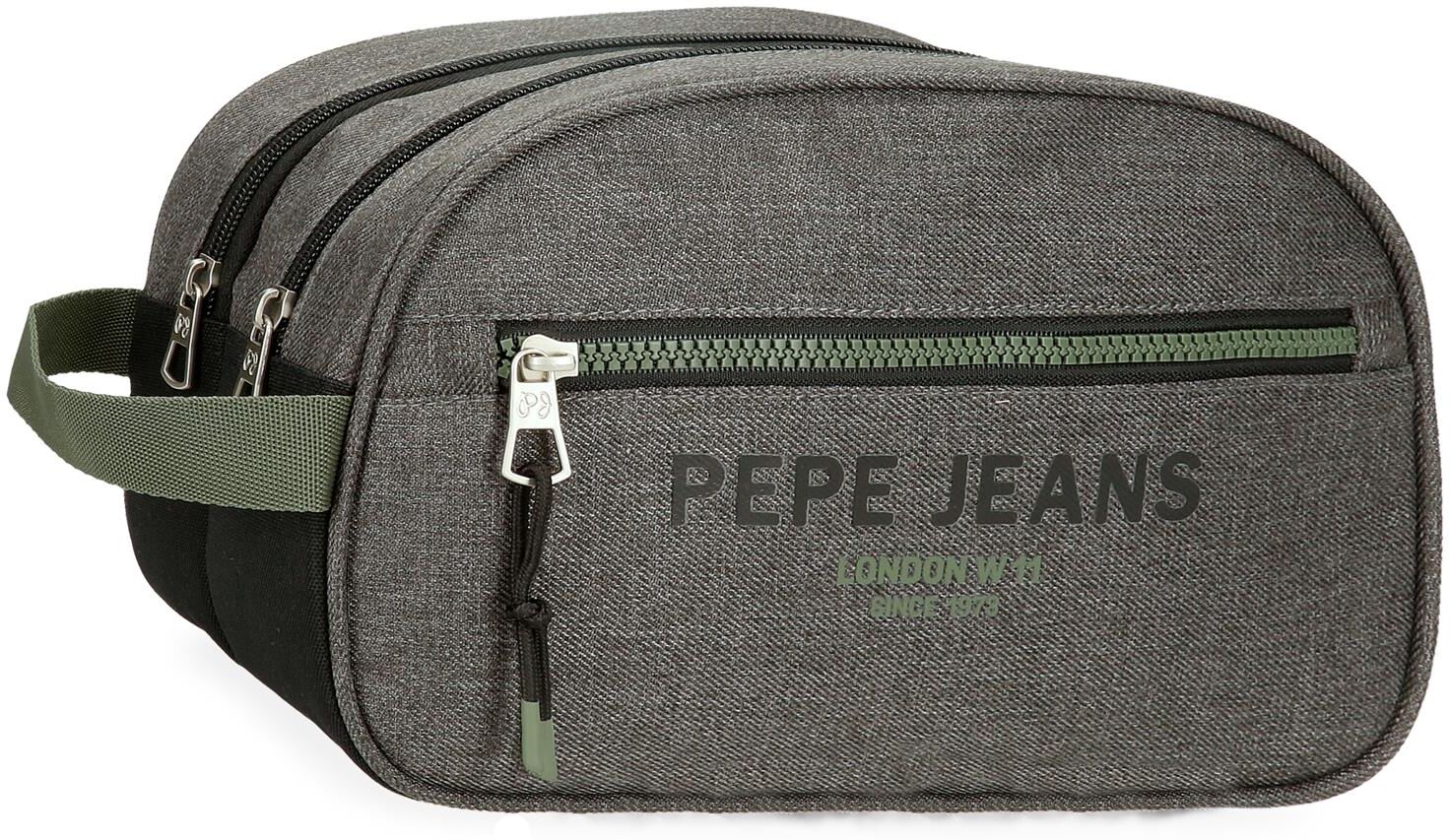 Pepe Jeans Neceser edmon dos compartimentos con asa lateral. Gris