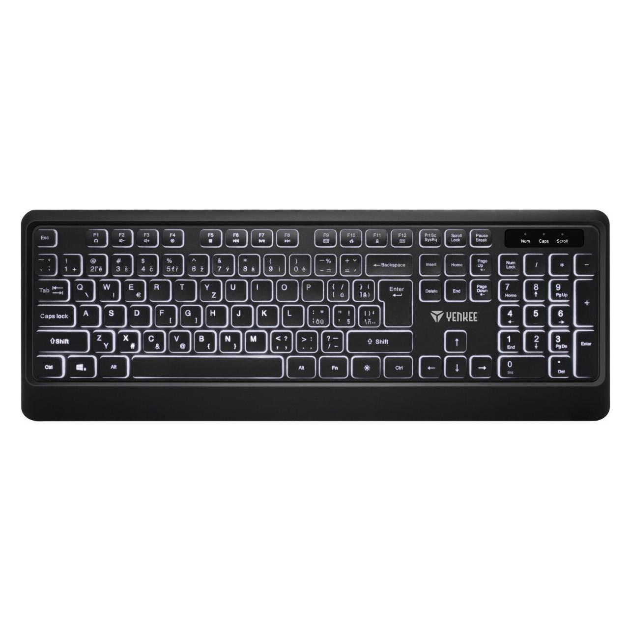 Yenkee Tastatur mit Hintergrundbeleuchtung, leise USB, flache Tasten (US, Kabelgebunden) (YKB 1025)