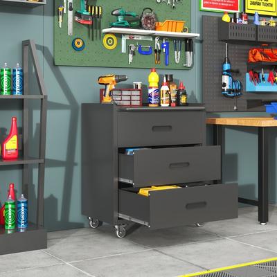 Telepassa "29.52""W Heavy-Duty Metal 3 Drawer Tool Storage Cabinet for Garage,Office and Home"