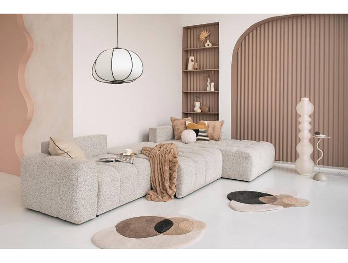 MIUFORM Lulu Canapé d'angle avec fonction lit et coffre de lit L-FORME DROITE - 364 x 184 cm - Sel et poivre - Canapé Canapé-lit Canapé modulable