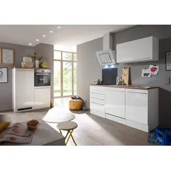 Respekta Premium Küchenzeile mit Mineralite - Einbauspülbecken 320 cm, weiß