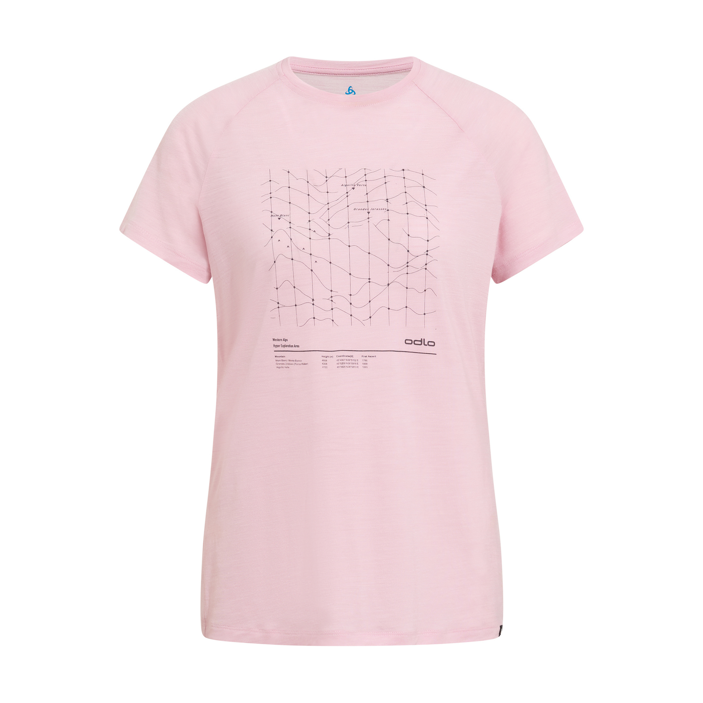Odlo Merino Tencel Hyper Map Damen T-Shirts rosa Größe XL Camping Hautfreundlich Merinowolle | Lyocell (Tencel)