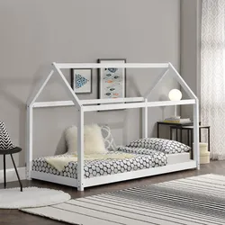 Kinderbett Netstal 80x160 cm Holz Weiß [en.casa]