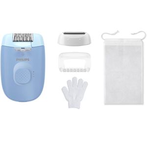 Philips Epilierer Series 4000, BRE247/00, mit 3 Aufsätzen, Peelinghandschuh und Tasche, blau
