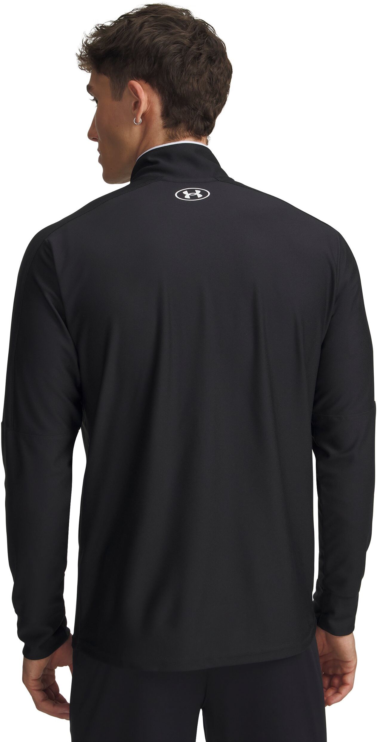 Trainingsjacke UNDER ARMOUR "M CHALLENGER TRACK JACKET", Herren, Gr. L, schwarz (schwarz,, weiß), Obermaterial: 100% Polyester, Jacken Trainingsjacke, mit offenen Seitentaschen, aus strukturiertem Strickstoff schwarz,, weiß L