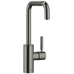 Dornbracht META SQUARE Einhebelmischer, Ausladung 166 mm, schwenkbarer Auslauf 360°, optional schwenkbegrenzbar, luftangereicherter Strahl, max. Durchfluss 8 l/min bei 3 bar, bleifrei, Farbe Dark Platinum gebürstet