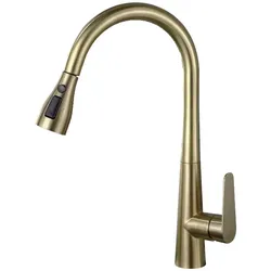 Gasfrit – Premium 3-Wege-Auszieharmatur aus Edelstahl in mattgold für Osmose, Einhebelmischer mit 360° Drehung und 3 Anschlüssen