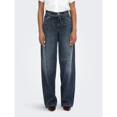 Straight-Jeans ONLY "ONLGIANNA MW STRAIGHT DNM DOT003 NOOS", Damen, Gr. 29, Länge 32, blau (special blau grau denim), Denim/Jeans, Obermaterial: 100% Baumwolle, unifarben, lang, Jeans Straight-Jeans, Baumwolle