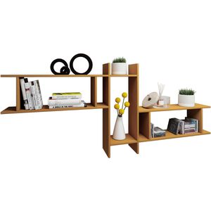 VCM Wandregal Sirola Maxi, 912534, buche, aus Holz, 188 x 80 x 20cm, 3-teilig