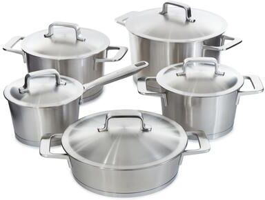 BergHOFF Meta 10Pc Recycled 18/10 Stainless Steel Cookware Set with Matching Lids