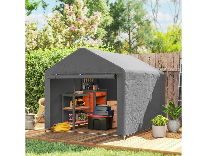 Outsunny Abri de Jardin 2x2,4m Imperméable Métal Gris Clair