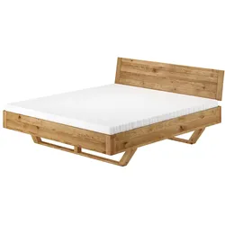 Erst-Holz Schwebe-Doppelbett Holzbett 180x200 Eiche massiv geölt mit Zubehör V-60.89-18 Rollrost und Matratze inkl.