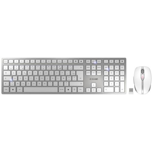 Cherry Desktop DW 9100 SLIM [FR] WL AES silver BT Lithium Akku - wochenlange Nutzung ohne Aufladung