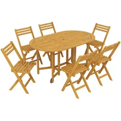 OUTDOOR-ESSGRUPPE 7er Set Akazienholz Naturholz