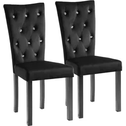 Décoshop26 - Set aus 2 modernen Esszimmer-/Küchenstühlen aus schwarzem Samt CDS020897