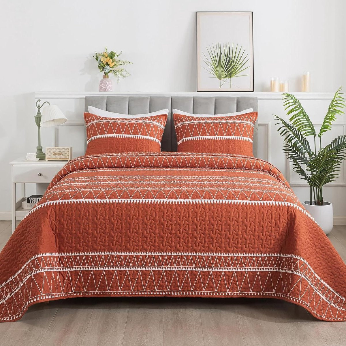 Bohemian Dekbedset met Oranje Print voor Queen Bed, 228,6 x 243,8 cm