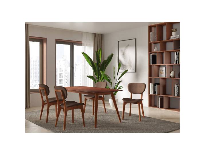 Polsterstuhl Nadir 2er-Set 50 x 88 x 62cm Braun/Tabakbraun Kirschbaum Dekor