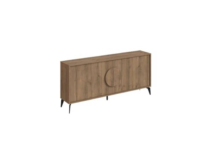 Hanah Home Modern Console Table with Metal Legs, 180 cm, 100% Melamine Coated, Brown Hitit Color, Wall-Mountable, 65 kg Capacity, Stylish & Functional