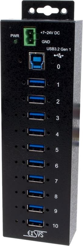 EXSYS EX-1510HMVS, USB 3.2 Gen 1 (3.1 Gen 1) Type-B, USB 3.2 Gen 1 (3.1 Gen 1) Type-A, 5000 Mbit/s, Schwarz, Metall, Aktivität, Leistung