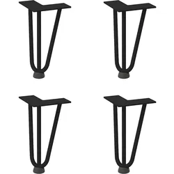 Helloshop26 - 4er-Set Haarnadelbeine für Couchtische 20 cm modernes Design stabil massiver schwarzer Stahl