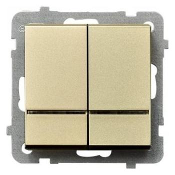 Ospel Sonata 16AX IP20-Kerzenschalter mit Champagnergold-Hintergrundbeleuchtung (ŁP-2RS (LP-2RS/m/39)