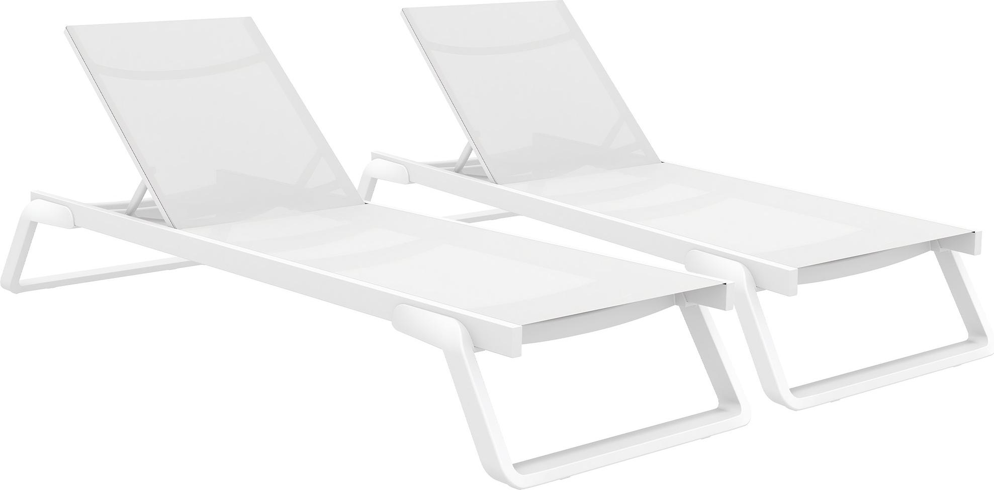 CLP 2er Set Sonnenliege Tropic. Elegante Liegen für Garten, Terrasse & Pool | Farbe weiß