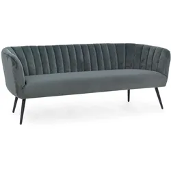 3-Sitzer Sofa Avril Samt-Optik, modern und gepolstert, grau, Metallgestell, bequem für 3–4 Personen