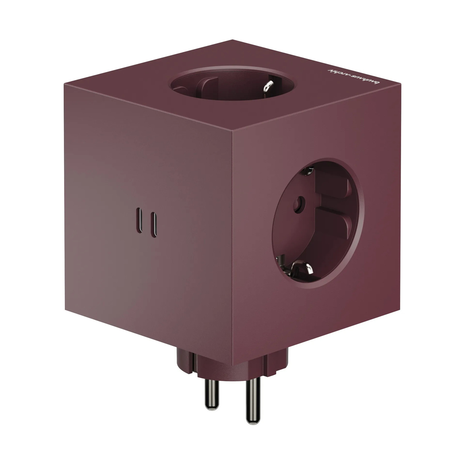 Avolt x Bauhaus-Archiv Square 2 stekkerdoos met USB-C Mulberry Red