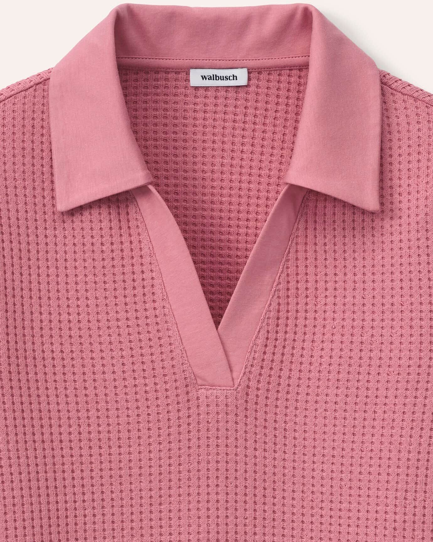 Walbusch Poloshirt in Strickoptik, normale Größen, Farbe Rosa, 46, sehr modisch elastischer Baumwollmix Damen