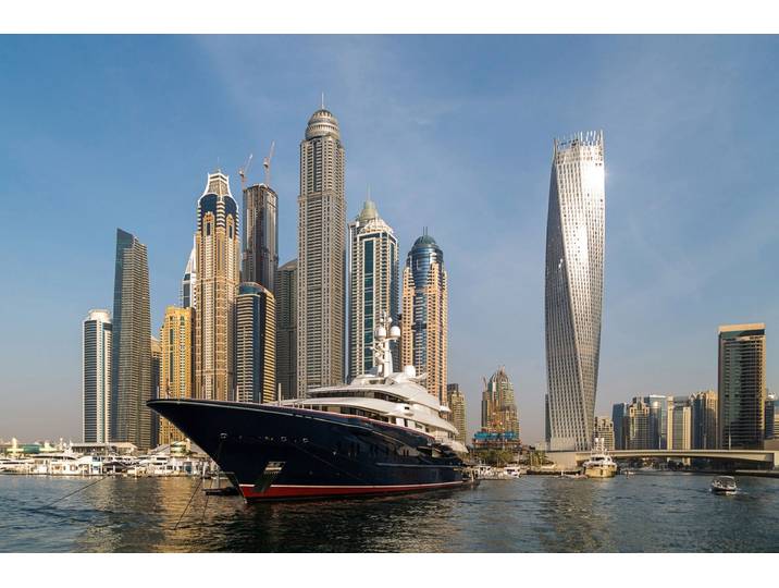 Papermoon DUBAI-JACHT HAFEN MEER STADT VAE BURJ KHALIFA SKYLINE