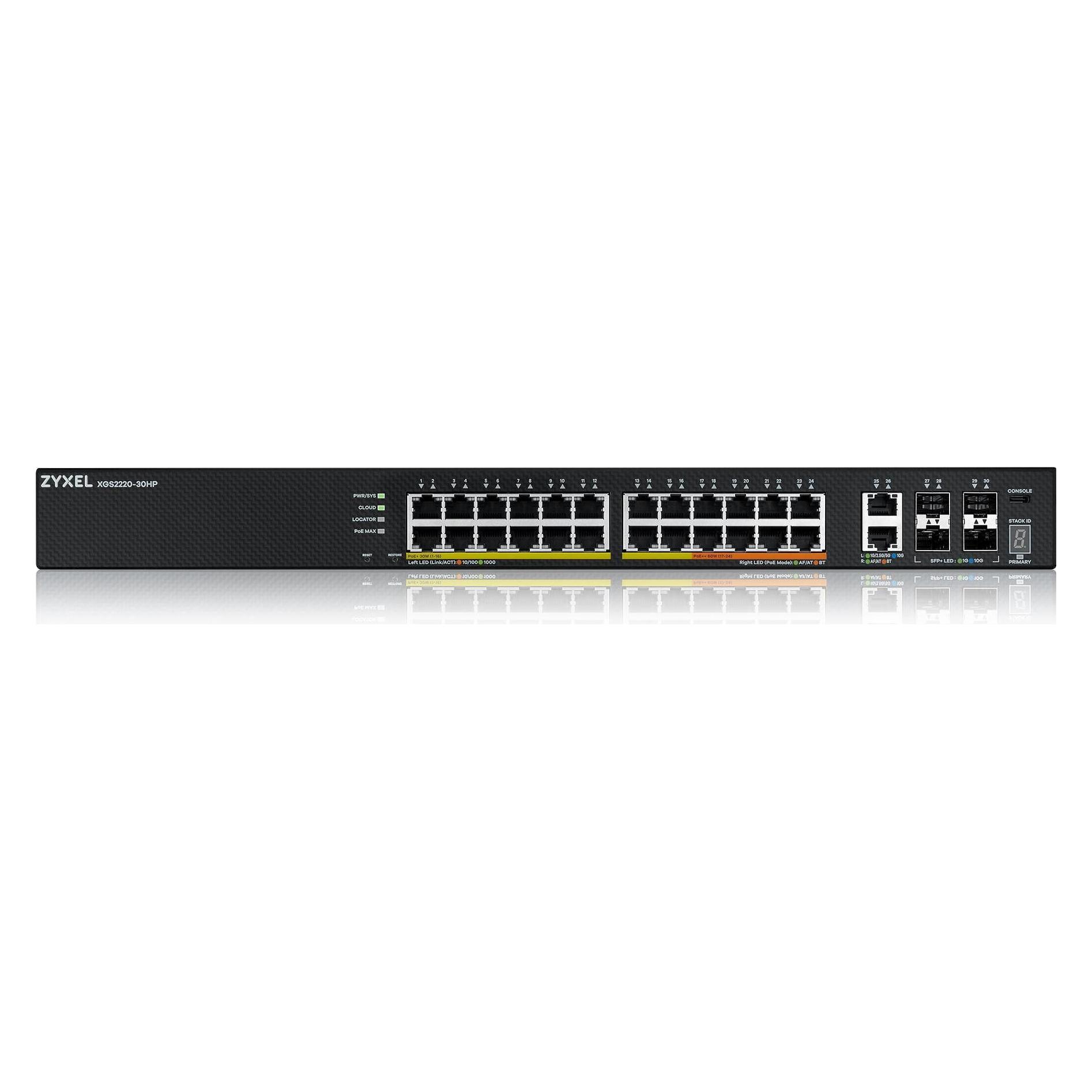 Zyxel Layer3 Access Switch, 400W PoE, 2x10MultiGgig RJ45 (30 Ports) (XGS2220-30HP-EU0101F)