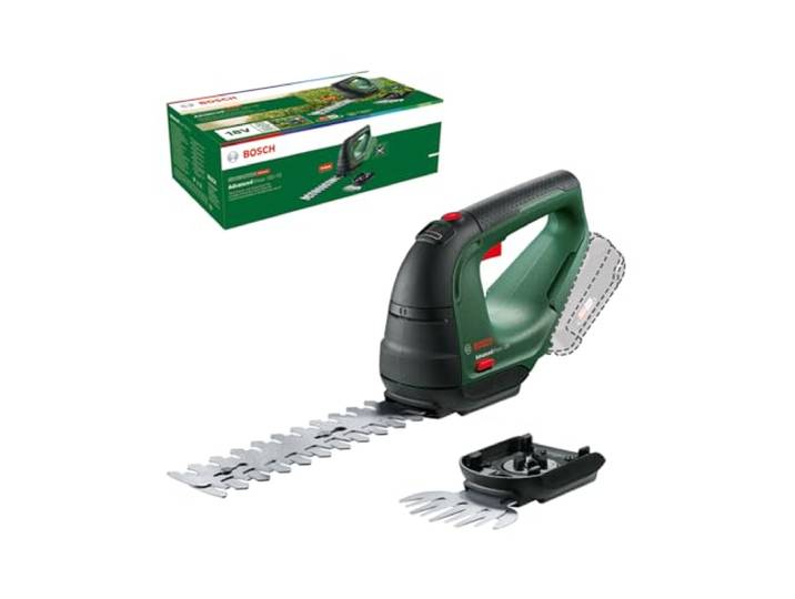 Bosch accu tuinschaar AdvancedShear 18V-10 (zonder accu, 18V-systeem, snoeit tot 85 m² per acculading, met buxus- en grasschaarmessen, in kartonnen doos)