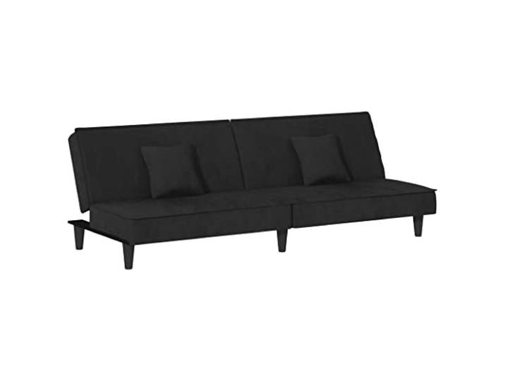 Makastle SchlafSofa Couch Schwarz Samt