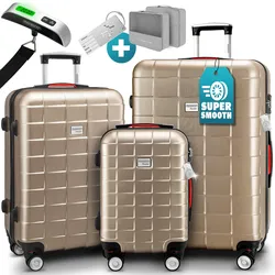 Hartschalenkoffer-Set Exopack 3-tlg Champagner ABS Zubehör