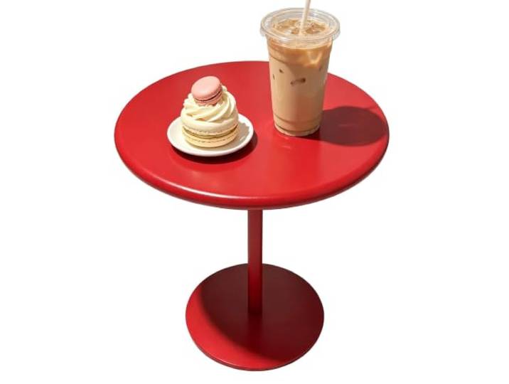 Gaommini Runder Getränke-Beistelltisch, Cocktail-Bartisch, Küche, Frühstück, Esstisch für drinnen und draußen, Couchtisch – Schwarz, Weiß, Gold, Blau, Grün, Rot(rot,60x60x72cm)