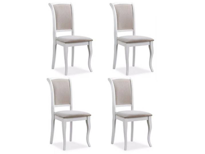 Feldmann-Wohnen Esszimmerstuhl Olivia (4 St), 4er Set weiß / beige