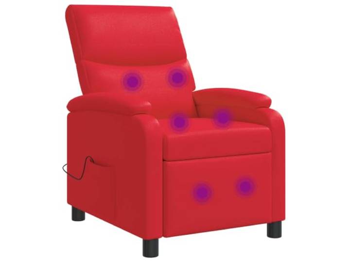 Massage Relaxsessel Rot Kunstleder Neigbar 115° bis 160°, Metall und Holzwerkstoff Rahmen, Schaumstoff und Faserfüllung, leicht zu reinigen