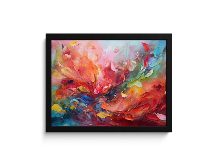 MuchoWow Poster MIT Rahmengerahmtes Bild - Ölgemälde - Kunst - Abstrakt - Farbenfroh - 40x30 cm, Altrosa, Papier, Rechteckig, 40x30 cm, gerahmt, Bilder & Rahmen, Bilder