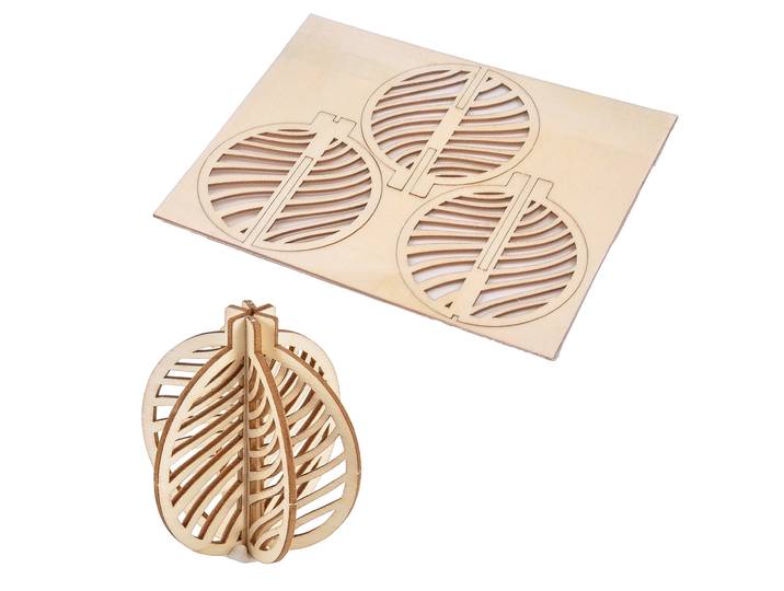 3D-Puzzle-Dekoration aus Naturholz, Weihnachtskugel